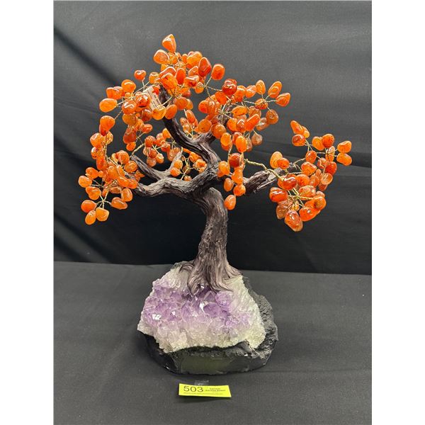 19" x 15" Carnelian Tree, Large w/ Amethyst Base