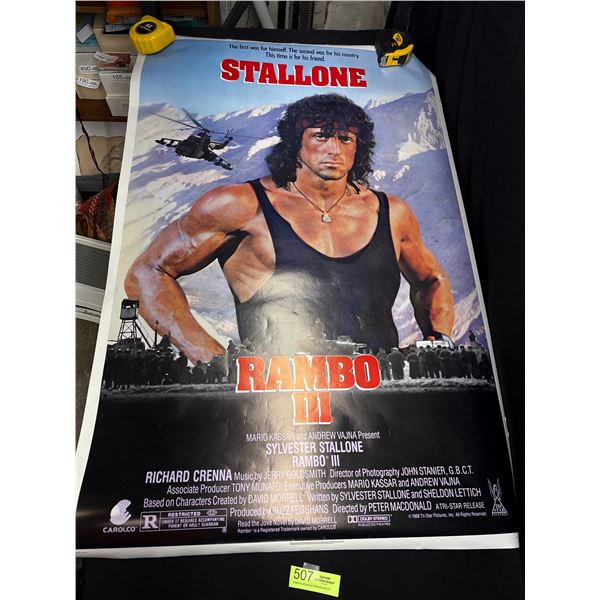 Original 1988 "Rambo III" Movie Poster, Measures 27" x 41"