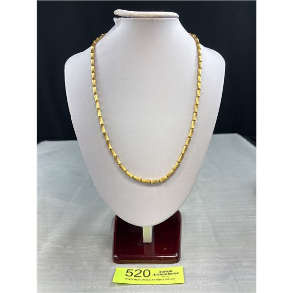 Vintage Gold Tone Beads Strung On Gold Filled Chain Necklace 22" Length