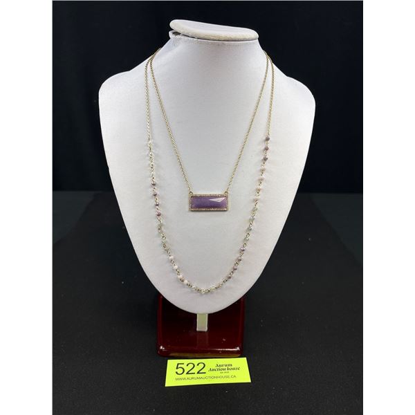 Lovely Vintage Doubel Strand Purple Stone Necklace