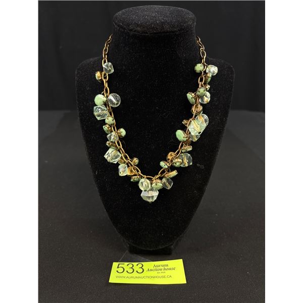 Vintage Metal Links w/ Glass Stones Necklace