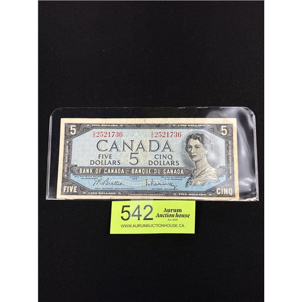 1954 Canada Five Dollar Bank Note in Holder
