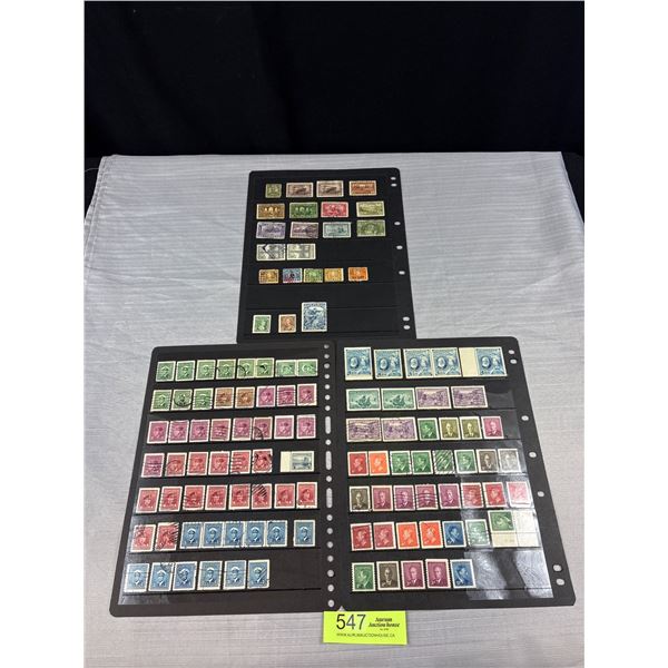 3 Double Sided Pages of Old Canadian Stamps