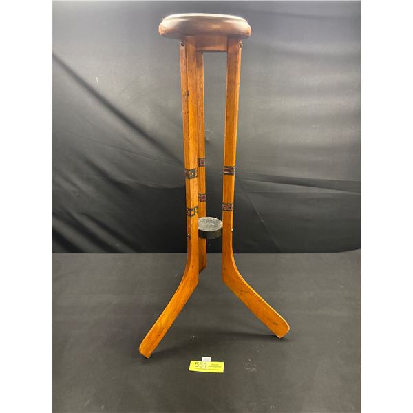 26" Tall Folk Art Hockey Stick Ash Tray/ Drink Holder Cool Piece