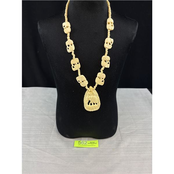 Hand Carved Bone Pendant Necklace