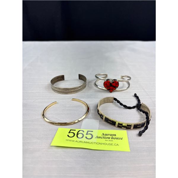 4 Vintage Open Cuff Bracelets