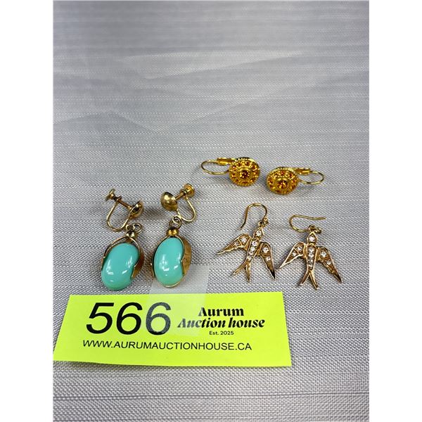 3 Pairs of Vintage Earrings