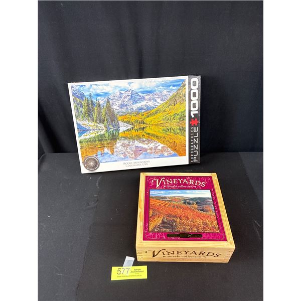 2 New Puzzles Eurographics Rocky Mountains + Premium 750 Puzzle Vineyards