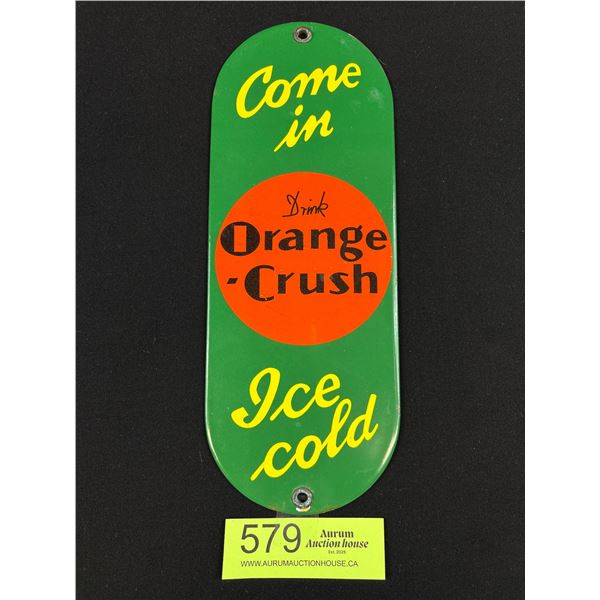 Porcelain Orange Crush Palm Press Quality Repro, Approx 3 1/2" x 9 1/2"