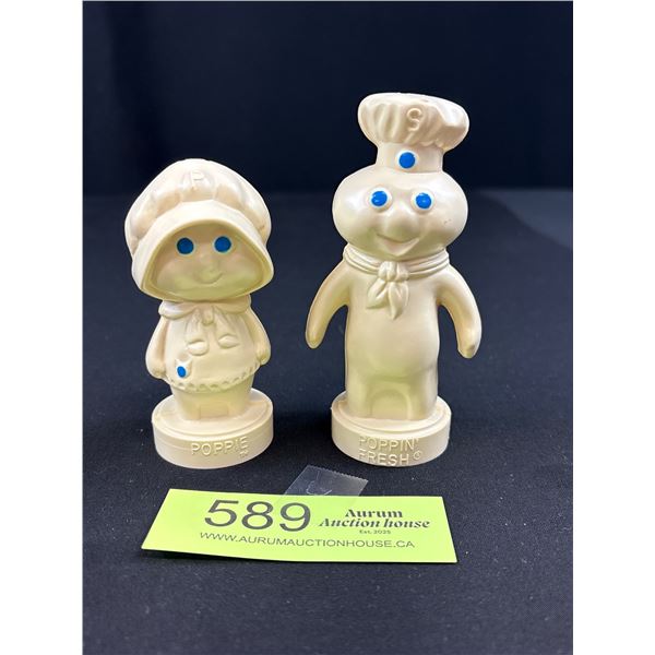 Pair Vintage Pilsbury Salt and Pepper Shakers, Each Approx. 4" Tall