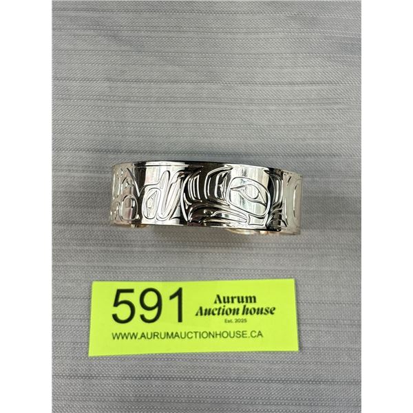 Native Northwest Tsimshian Silver Open Cuff Bangle Terry Starr