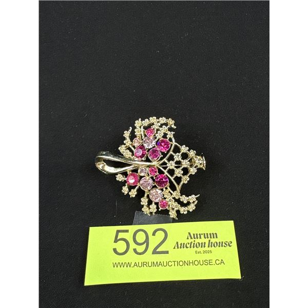 Vintage Rhinestone Basket Brooch/Pendant