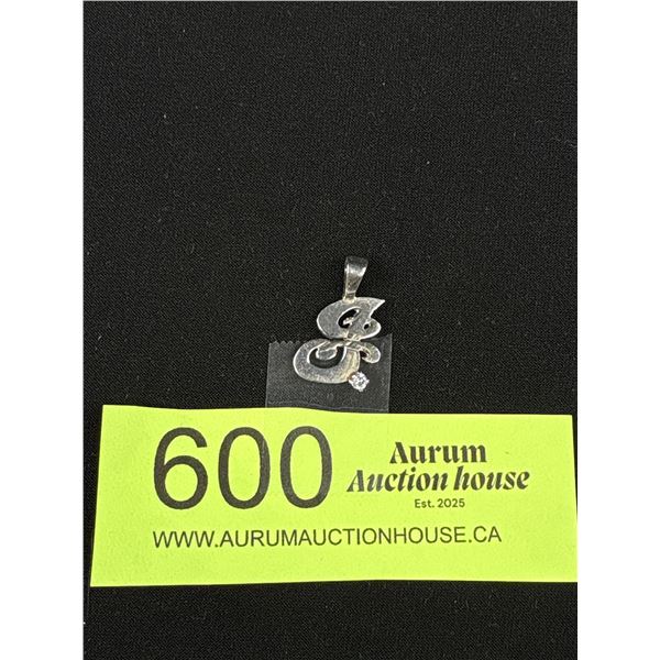 Sterling Silver w/ CZ Stone Pendant, Marked 925 + Makers Withal