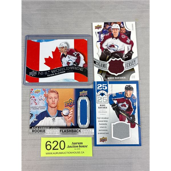 Lot of 4 Upper Deck Hockey Cards Mikko Rantanen, Kyle Connor, Nathan McKinnon