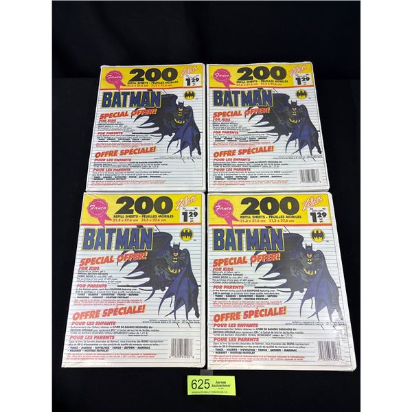Lot of 4 Vintage Zellers Batman Refill Sheet Packs 1992
