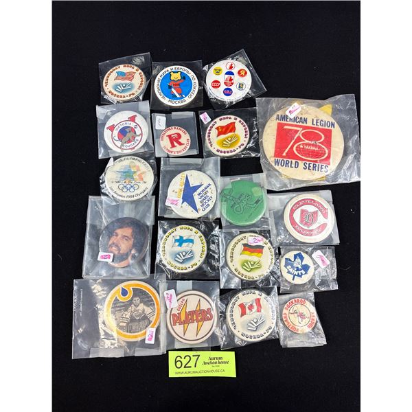 Nice Lot of Vintage 1970s and 80s Hockey Buttons