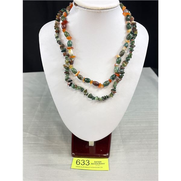 Double Strand Natural Stone + Stone Beads Necklace