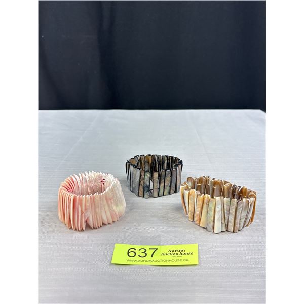 Abelone Shell, Mother of Pearl Stretch Bracelet All 3 Different
