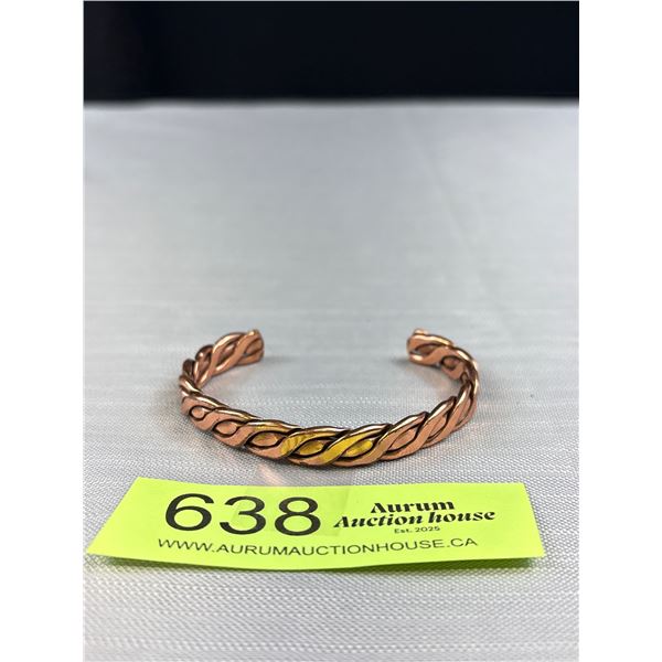 Solid Copper Twisted Open Cuff Bangle, Marked Solid Copper