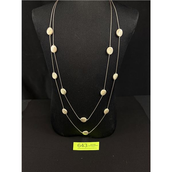 Vintage Very Long Double Strand Silver Necklace