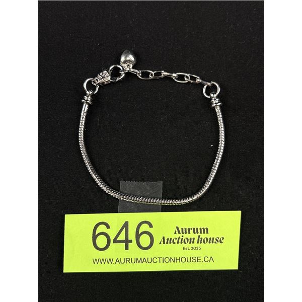 Silver Snake Skin Bracelet w/ Heart Charms