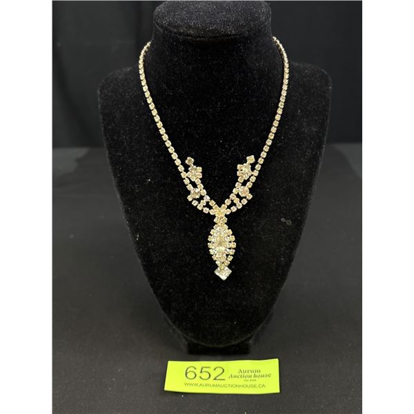 Vintage Marked Continential Rhinestones Necklaces, Used, But No Stones Missing