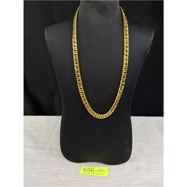 Exclusiv Heavy, Extra Length 18K Gold Plated Link Necklace 24" Length, Just Like New