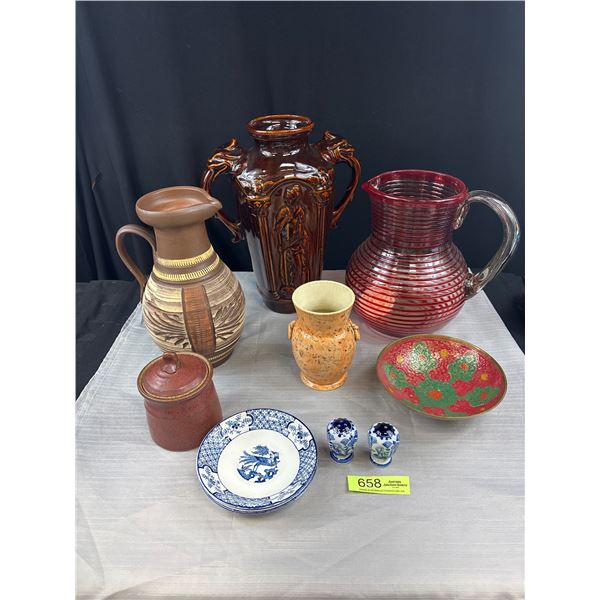 Nice Shelf Lot of Vintage Home Décor Vases, Bowls, Etc.