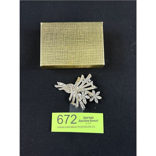 Rare Vintage Boucher Rhinestone Brooch, No Stone Missing, Marked 4297