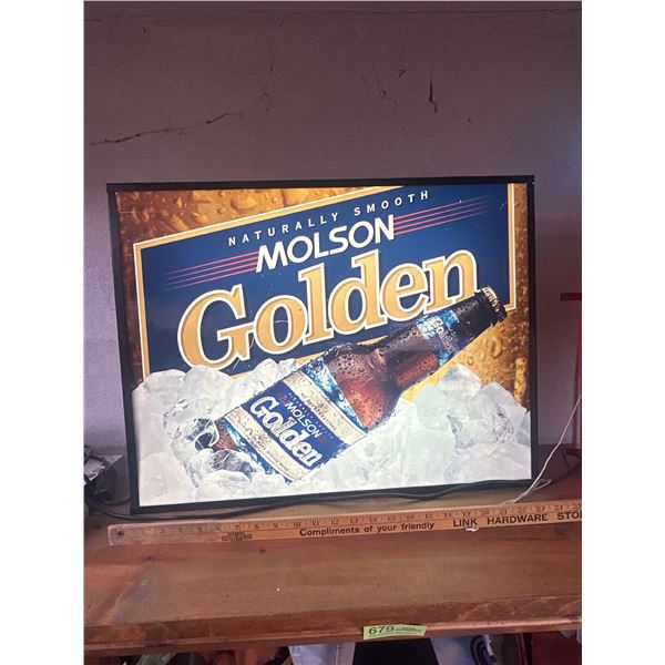 26" x 20" Light Up Molson Golden Beer Sign NO SHIPPING
