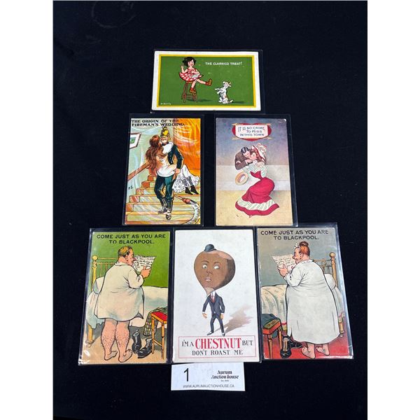 A Lot of 6 Vintage, Humourous Postcards, etc.