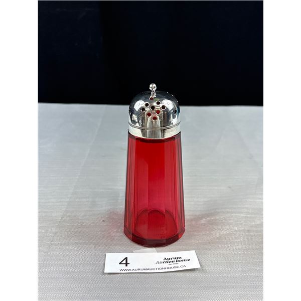 Victorian Cranberry Glass Sugar Sifter