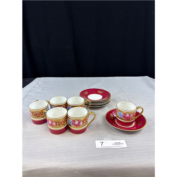 Set of 6 Made in France for Birks Demitasse Cups and Saucers