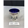 Image 1 : Repousse 3 1/4" x 3" Pedestal Bowl with Cobalt Glass Liner