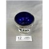 Image 2 : Repousse 3 1/4" x 3" Pedestal Bowl with Cobalt Glass Liner
