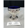 Image 3 : Repousse 3 1/4" x 3" Pedestal Bowl with Cobalt Glass Liner