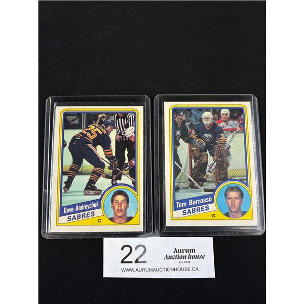 1984/85 OPC Buffalo Sabres Hall of Famers Rookie Cards Tom Barrasso and Dave Andreychuk
