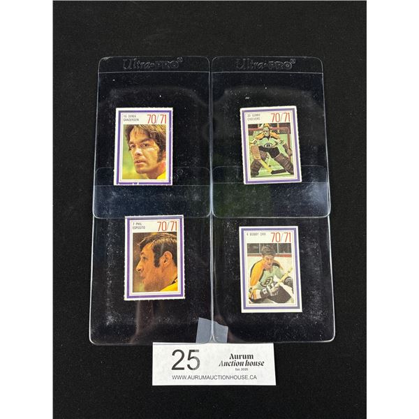 1970/71 Boston Bruins Esso Power Player Stamps Bobby Orr, Phil Esposito, Derek Sanderson and Gerry C