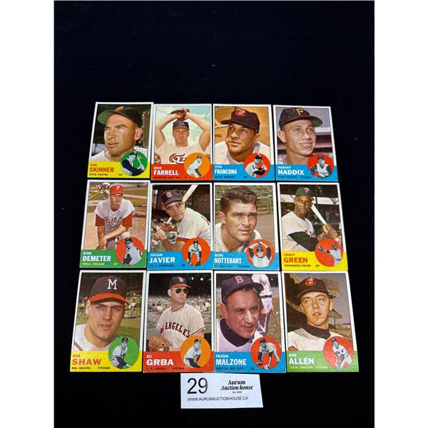 Lot of 12 1963 Topps Baseball Cards
