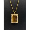 Image 2 : Huge Vintage Genuine Tigers Eye Gemstone Necklace Quality! Marked 750 Gold Plated 18K