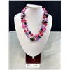 Image 1 : Vintage Striking Signed West Germany Lucite Bead Necklace Fushia Pink Purple