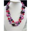 Image 2 : Vintage Striking Signed West Germany Lucite Bead Necklace Fushia Pink Purple