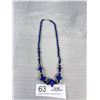 Image 3 : Genuine Exquisite Art Deco 1920's Blue Lapis Glass Bead Necklace Unique Shape