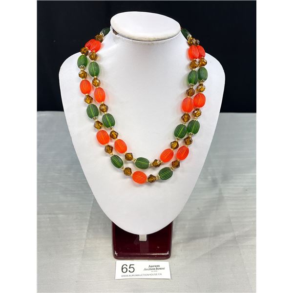 Genuine Vintage Signed West Germany Textured Lucite Bead Necklace - Quality!