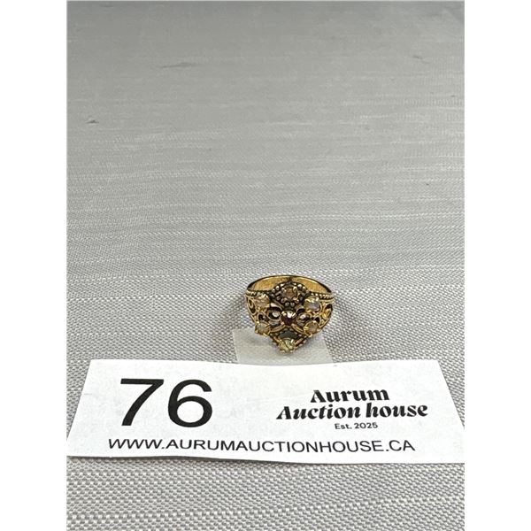 Vintage Marked 14K Gold Plated Opal Garnet Ring