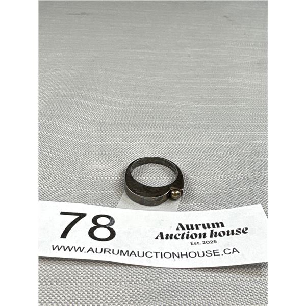 Vintage Modernist Ring Solid Sterling Silver Marked M Sterling, Quality!