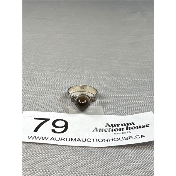 Vintage Modernist Sterling Silver 925 Marked Ring Quartz Cabochon Quality!