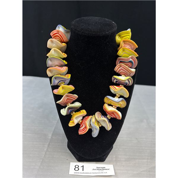 Fantastic! Rare Huge Murano Glass Bead Necklace Gold Spacers Antique Rare!