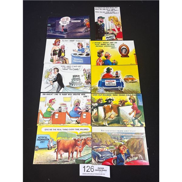 10 Vintage Adult Humorous Postcards- Printed in England