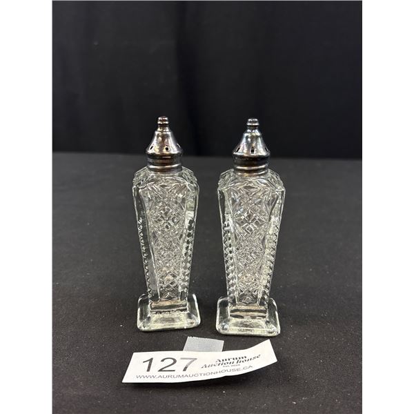 Vintage Sterling Top Salt & Pepper Shaker Set